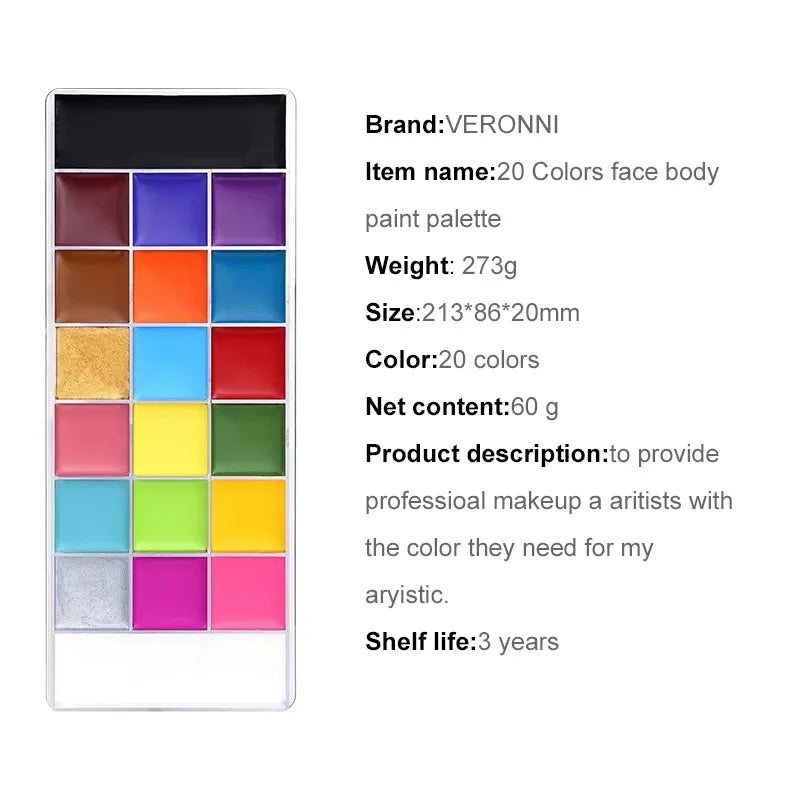 12/20 Colors Face Body Painting Fake Blood ,Halloween Professional Special Effects Makeup Kit with Wound Modeling Scar Wax