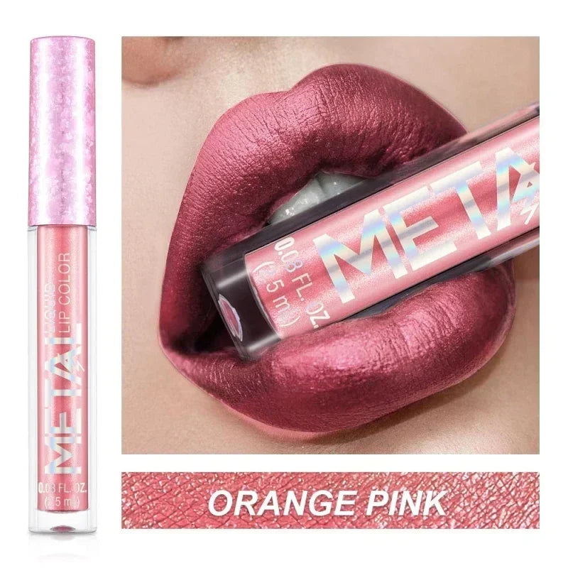 Waterproof Pearl Matte Lipstick Long Lasting Non-Stick Cup Lip Glaze Shimmer Glitter Metallic Lip Gloss Lips Makeup Cosmetics