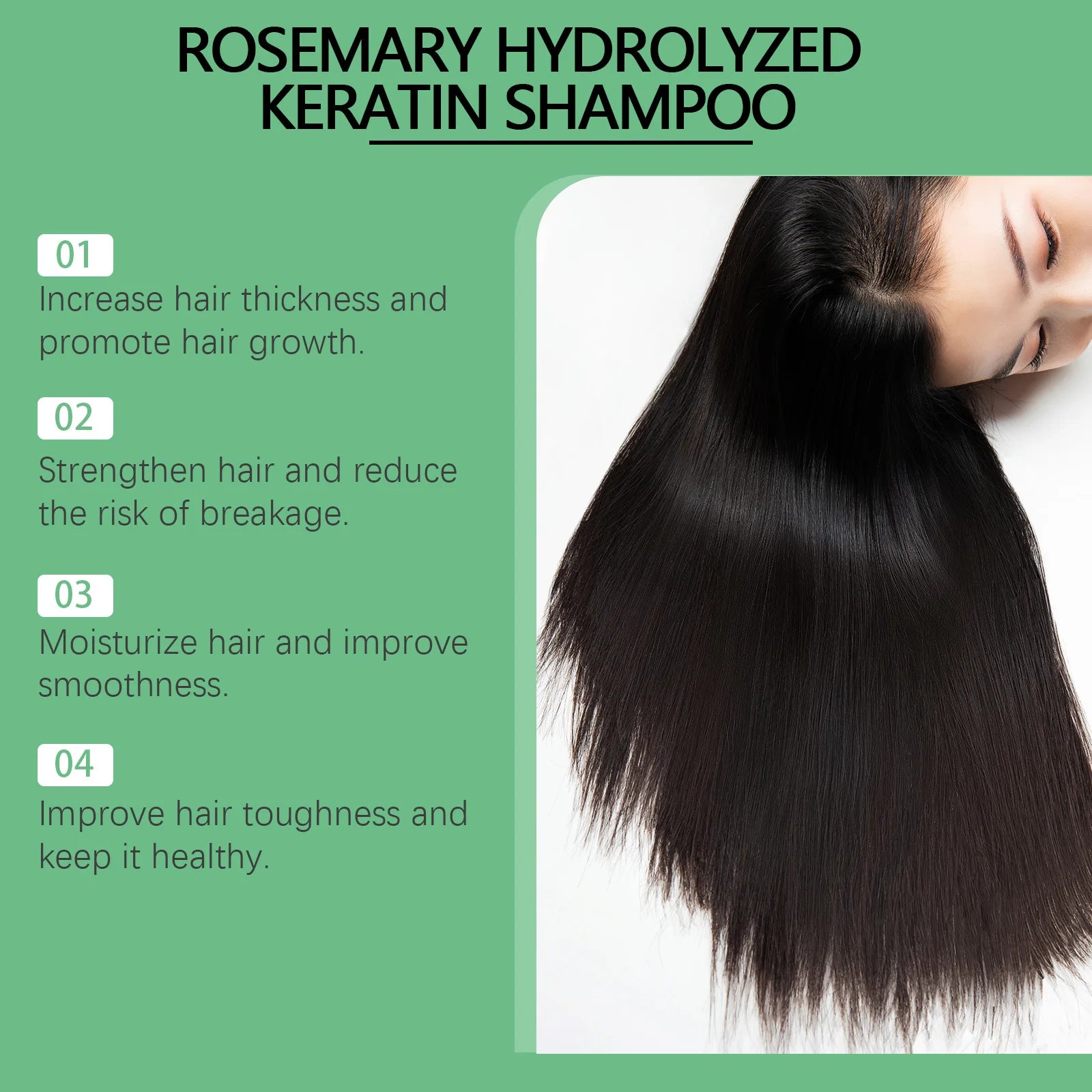 Rosemary Shampoo Hair Growth Deep Cleansing Scalp Anti Dandruff Oil Control Strengthening Root Nourish Hair Volumizing Shampoo
