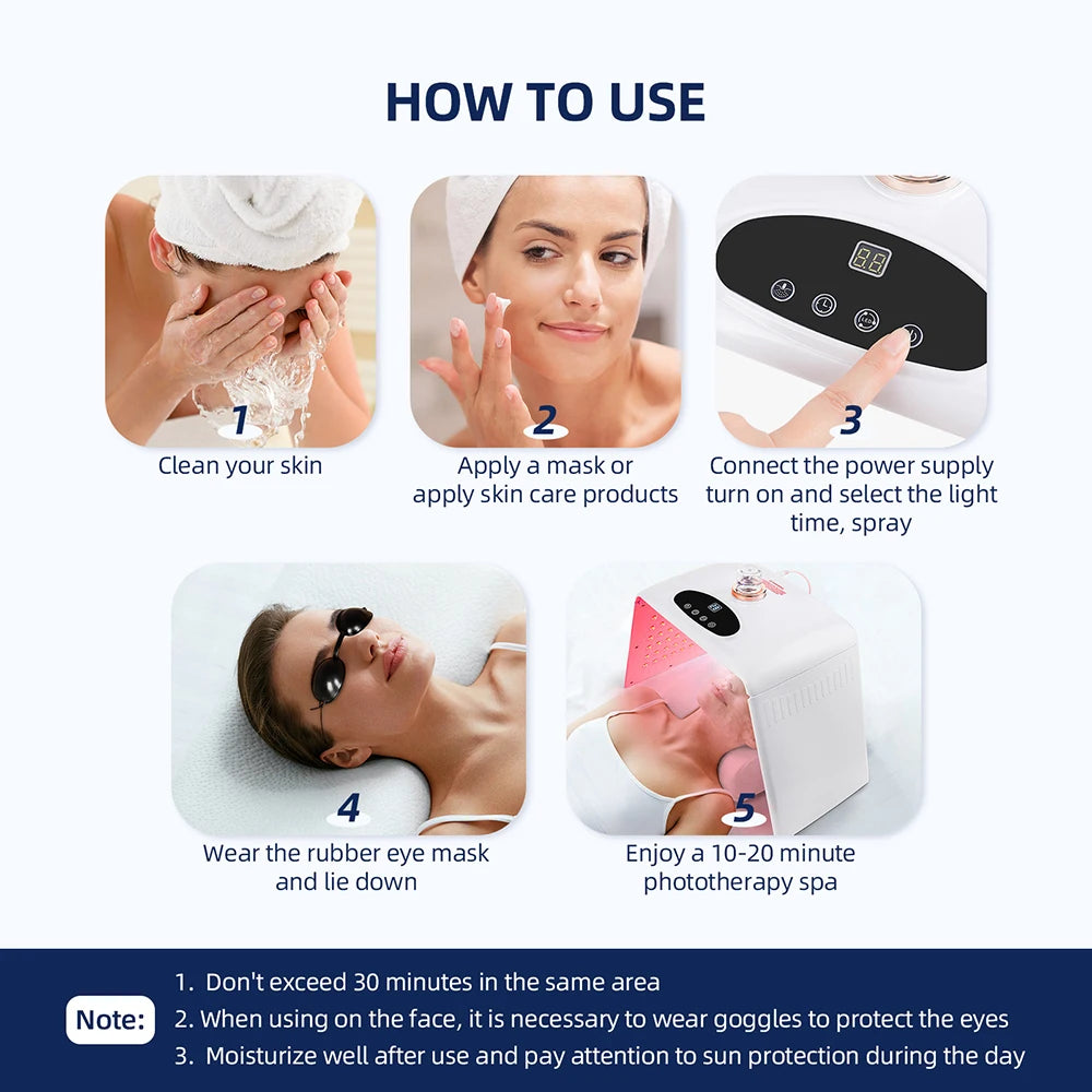 7 Colors LED Photon Machine With Nano Spray Skin Moisturizing Face Humidifier Nano Spray LED Facial Body SPA Skin Care Lamp