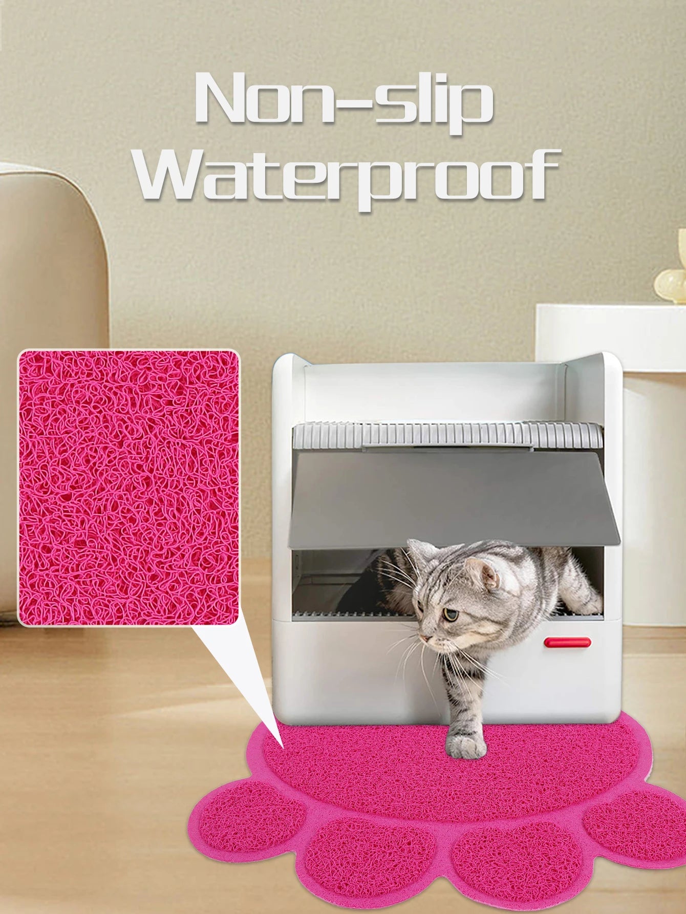 A cat claw shape waterproof pet cat and dog feeding mat, non-slip cat food mat, dog water bowl mat for indoor use