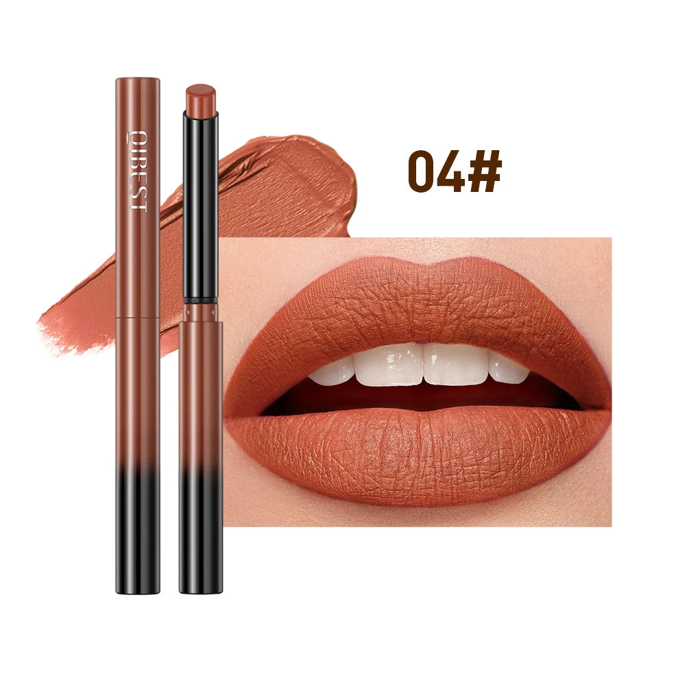 QIBEST 1PC Sexy Matte Lipstick Waterproof Long Lasting Color Rendering Non-stick Velvet Lips Liner Pencil Woman Makeup Cosmetics