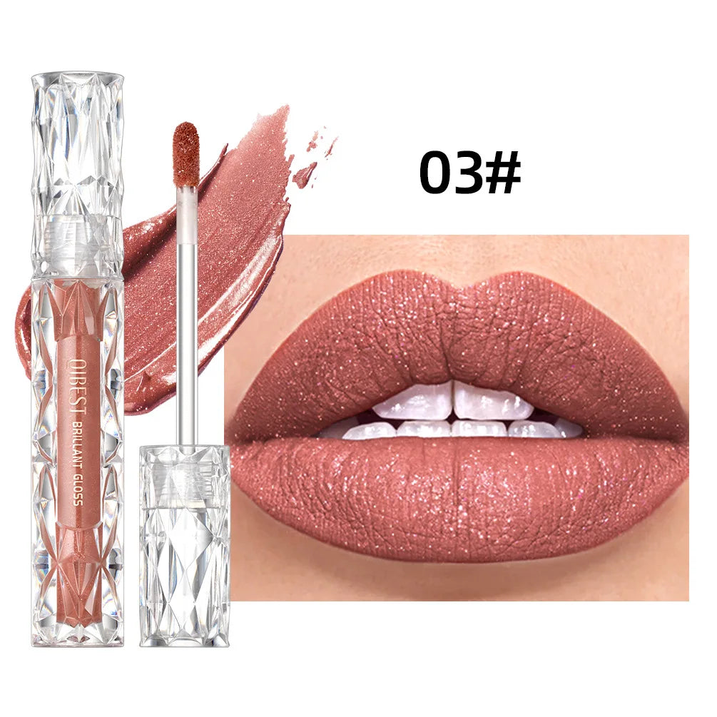 Diamond Shimmer Waterproof Lipgloss 10 Colors Liquid Lipstick Glitter Shiny Pearl Glaze Long Lasting Lip Tint Women Makeup