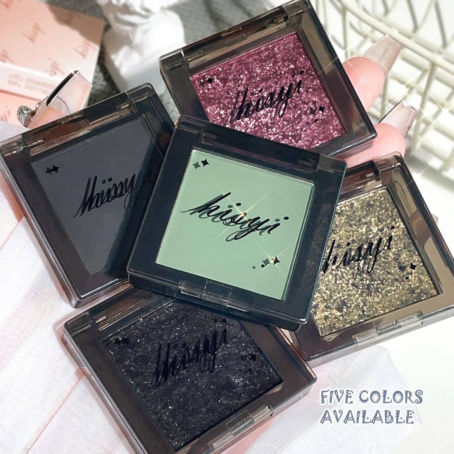 HISYI Dark Magic Monochrome Eye Shadow Pearlescent Matte Sequin Glitter Powder Eye Makeup Brightening Natural Makeup