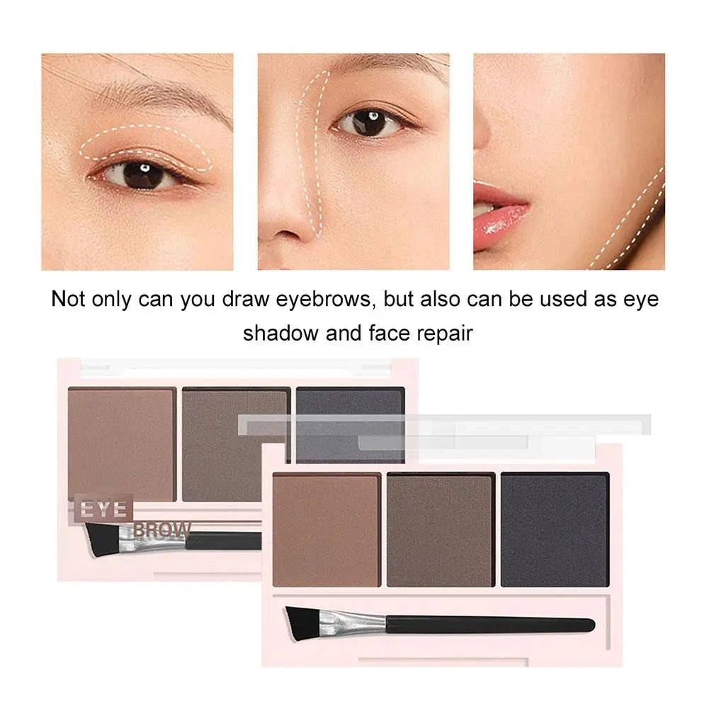 3 Colors Eyebrow Powder Shadow 3D Eyebrow Shape Waterproof and Sweat-proof Natural Long-Lasting Eyebrow Powder