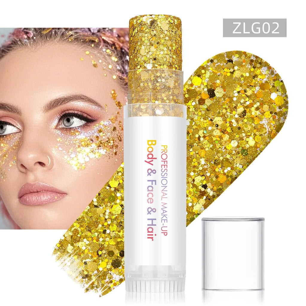 New Body Glitter Stick Face Painting Sequins Gel Mermaid Chunky Glitter Glue for Carnival Hair Body Eye shadow Makeup