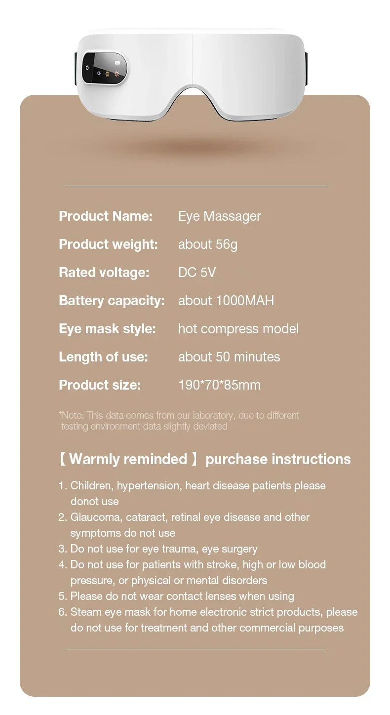 4D Eye Massager Smart Airbag Vibration Electric Eye Massage Instrument Eyes Care Glasses Beauty With Bluetooth Music Health Care