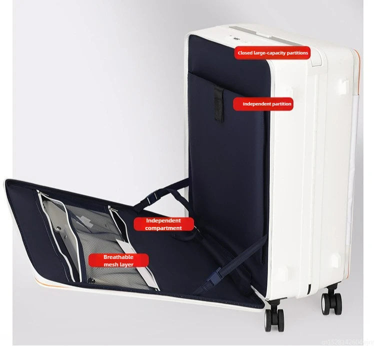 20/24 Inch Front Opening Travel Bags 1:9 Wide Pull Rod in The Deep Warehouse Rolling Luggage Case Travel Suitcases with Wheels