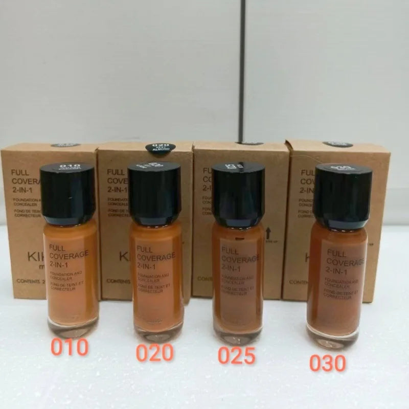 2-in-1 Foundation and Concealer Deep Flesh Color Liquid Foundation Makeup Moisturizing and Nourishing Wheat and Bronze Concealer