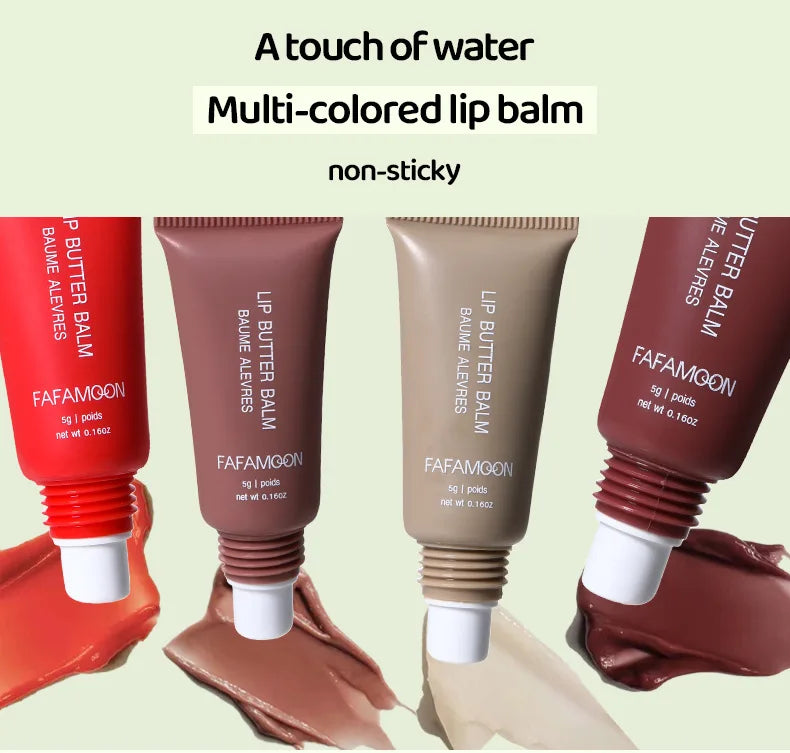 FAFAMON 4 Color Doodle Lip Butter Mirror Nourishing Lip Glaze Set Multicolor Plumping Lip Oil Moisturizing Glass Lip Oil Set