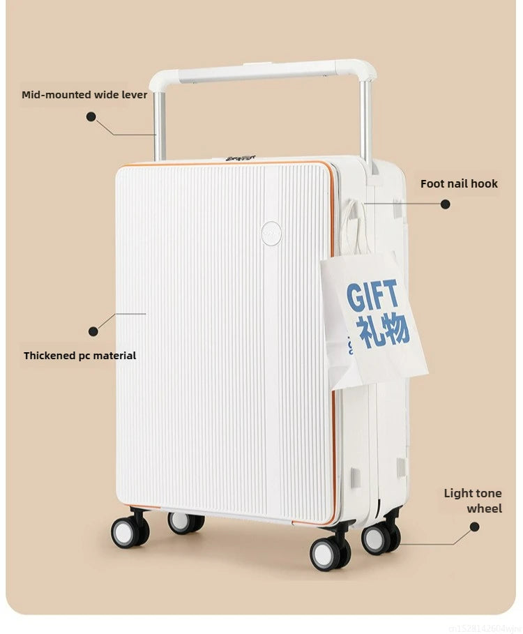 20/24 Inch Front Opening Travel Bags 1:9 Wide Pull Rod in The Deep Warehouse Rolling Luggage Case Travel Suitcases with Wheels