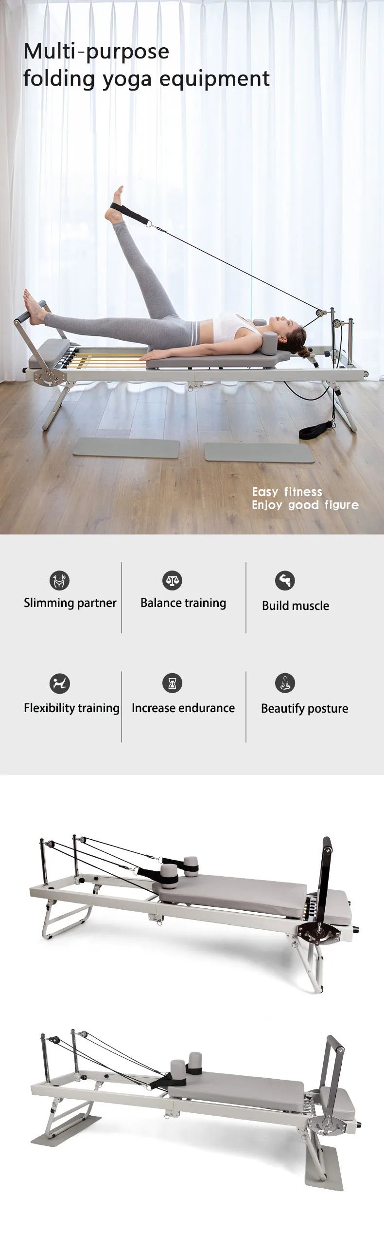 Pilates core bed Yoga trainer multifunction collapsible Fitness equipment gym Exercise plasticity  pilates reformer machine
