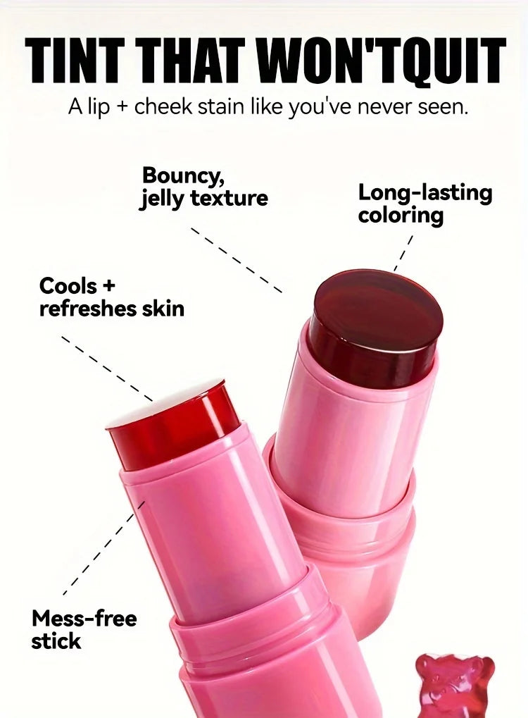 Jelly Blush Stick Lip and Cheek Stick, Multi-purpose Jelly Tint Jelly Blush, Blush Cooling Water Tint Sheer Lip & Cheek Stain