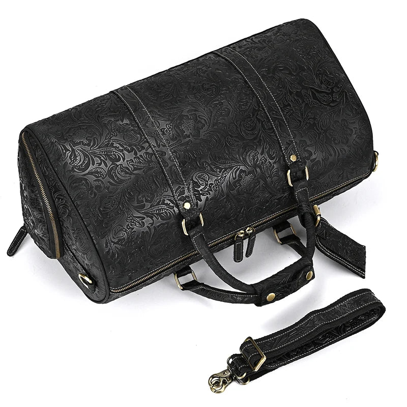 Fashionable Style Men's Leather Travel Handbags Real Cowhide Leather Duffle Bags For Man Male Weekend Bags With Shoe Pocket