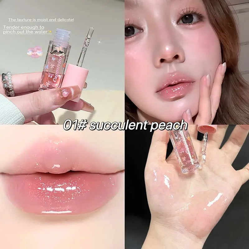 Moisturizing Water Light Lip Gloss Shimmer Transparent Jelly Mirror Lip Glaze Crystal Clear Hydrating Plumping Lip Gloss Makeup