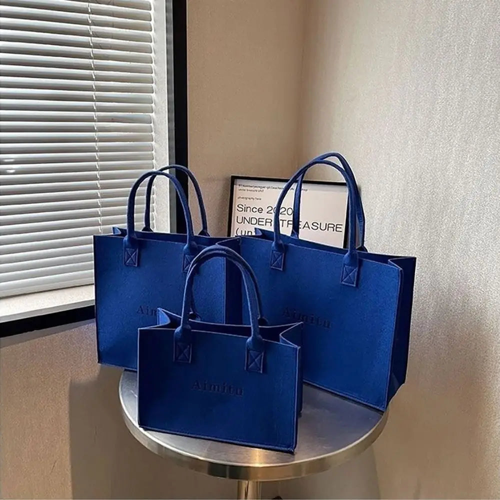 S/M/L Women Korean Simple Felt Shoulder Bag Fashion Solid Color Messenger Bag Handbag Large Capacity Travel Casual Crossbody Bag