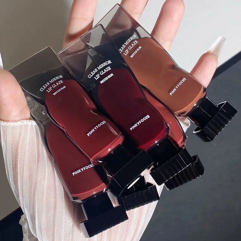 6 Colors Jelly Mirror Water Lip Gloss Transparent Glass Lip Glaze Waterproof Liquid Lipstick Nude Brown Clear Lip Tint Makeup