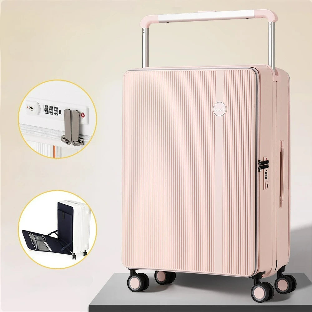 20/24 Inch Front Opening Travel Bags 1:9 Wide Pull Rod in The Deep Warehouse Rolling Luggage Case Travel Suitcases with Wheels