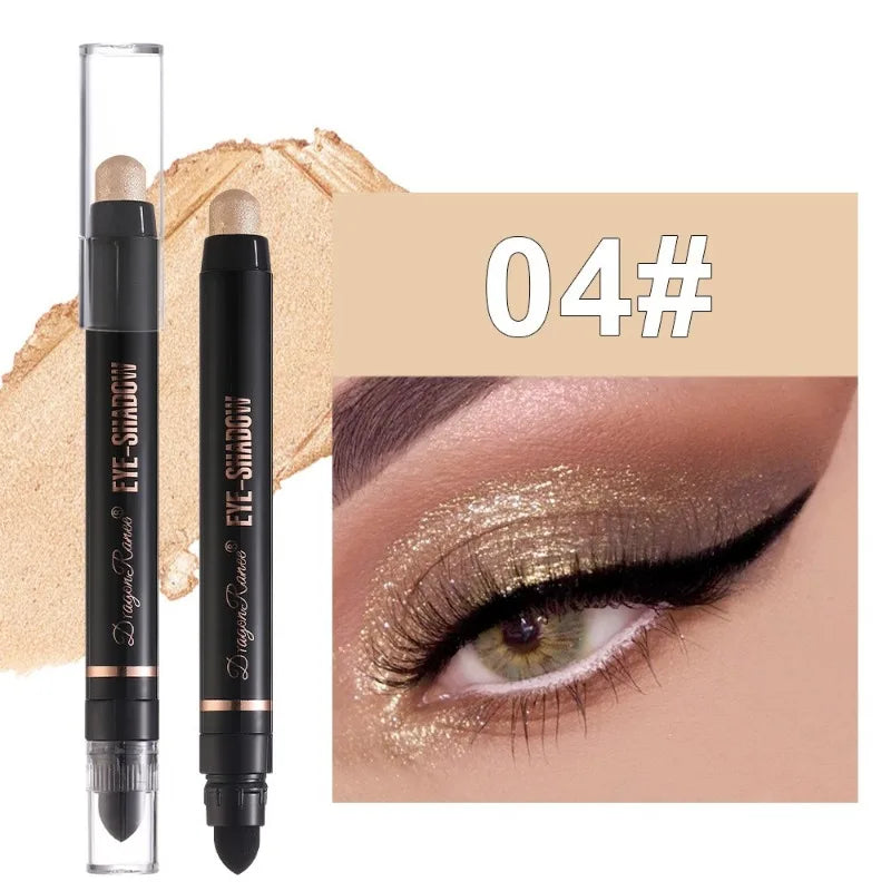 12-color Double Tip Eyeshadow Pen Set Metallic High Gloss Smudger Brighten Eye Makeup Pencil Shining Brown Eye Shadow Cosmetics