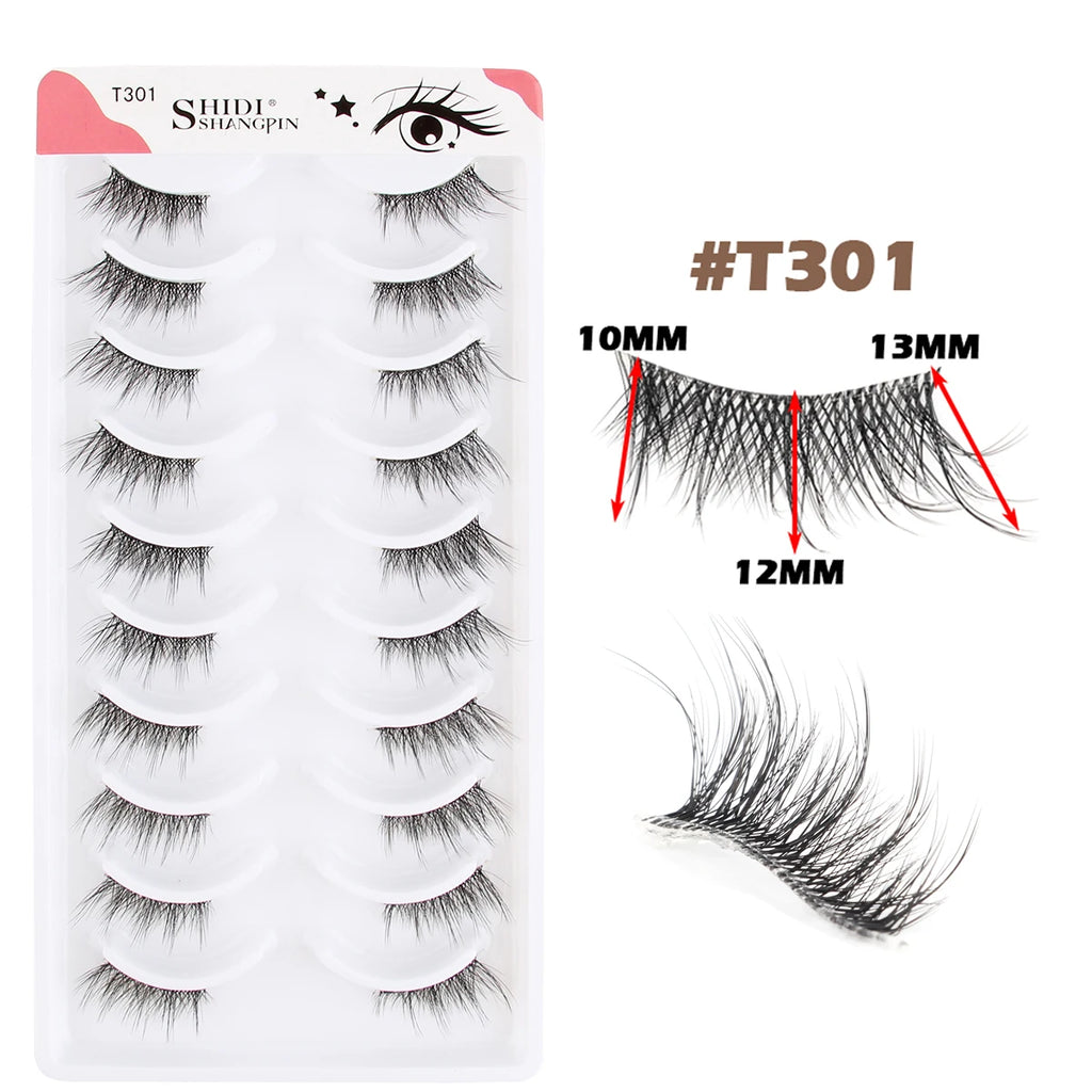 10 Pairs Natural Manga Lashes Soft Eyelashes Thick False Eyelashes Manga Eyelashes Daily Dating Makeup Eyelashes Lashes Wispy