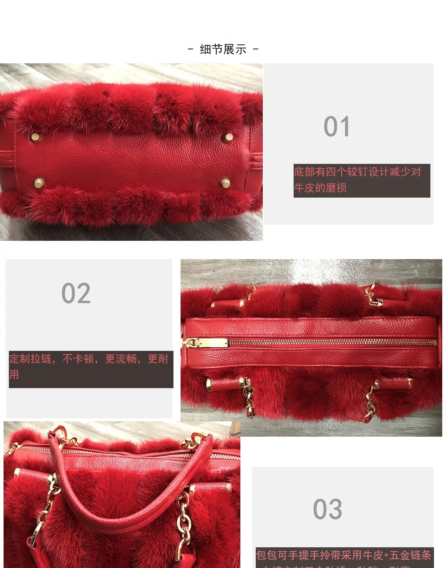 2021 New Mink Fur Bag Women Luxury Handbags Elegant Ladies Single Shoulder Bag Female Leather Solid Color Party Hand Bag