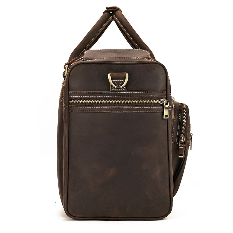Luufan Crazy Horse Leather Men's Travel Bag Big Travel Duffel Durable Cowhide Weekend Bag Man Genuine Leather Luggage Tote Bag