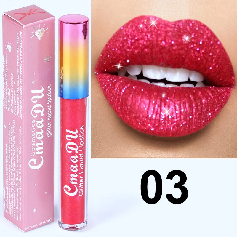 Pearlescent Diamond Lip Gloss Nude Candy Metal Glitter Liquid Lipstick Lips Moisturizer Cosmetics Metallic Shine Lipgloss
