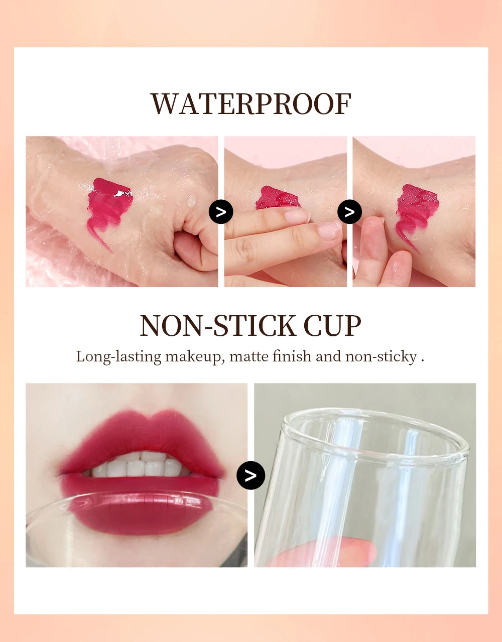 QIBEST Waterproof Matte Nude Lip Gloss 12 Colors Lasting Liquid Lipstick Moisturizing Non-stick Cup Black Red Purple Lip Glaze