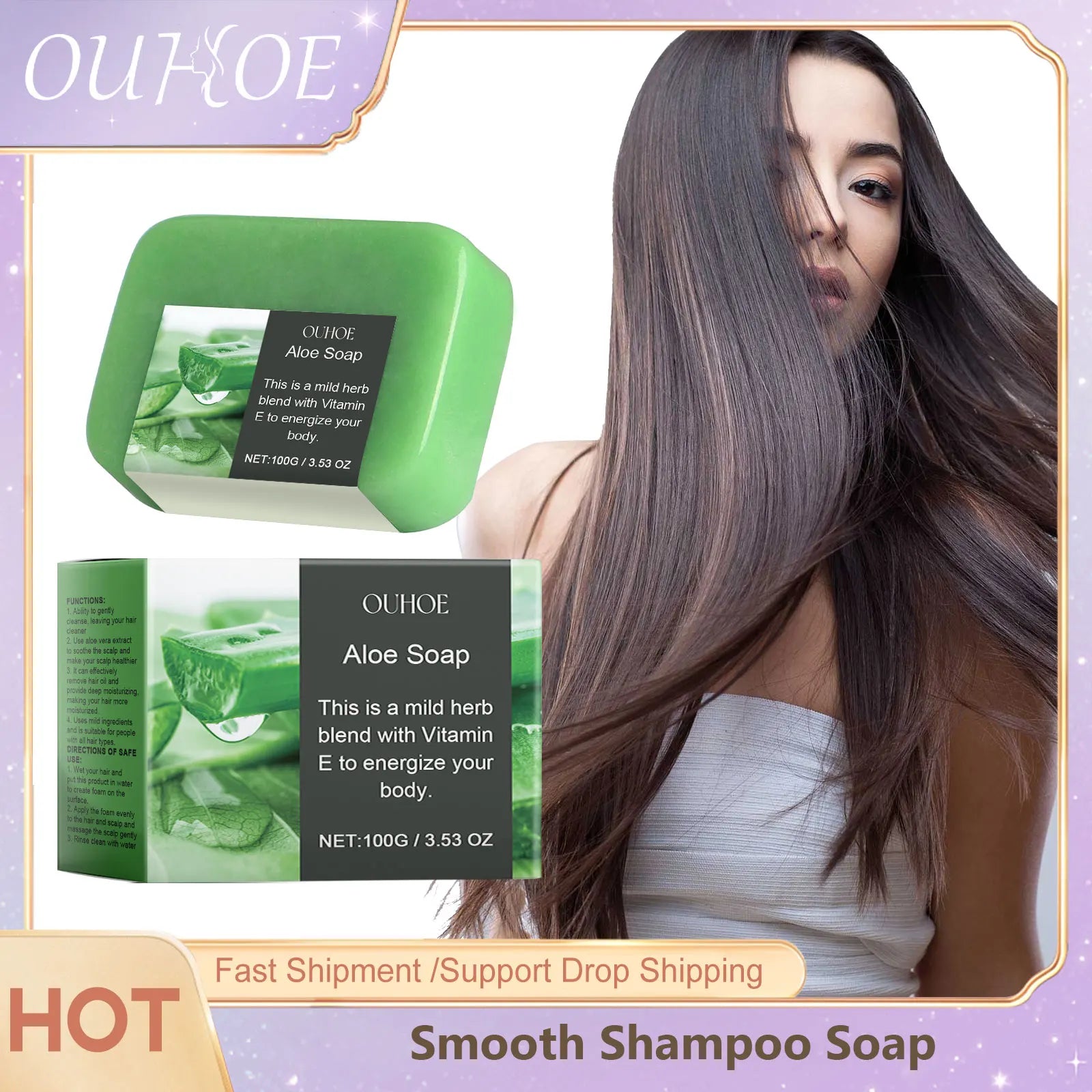 Aloe Nourishing Shampoo Soap Fluffy Strengthening Anti Hair Loss Oil Control Frizzy Curly Repair Damage Hair Shampoo Bar Soap