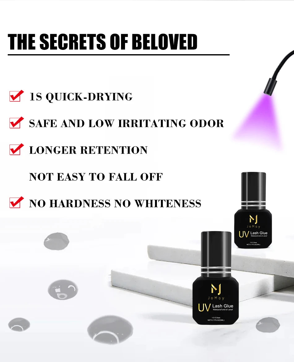 JOMAY 1 Second UV Glue Fast Drying Strong False Eyelash Extension Glue Adhesive Retention 90days Low Smell Mink Eyelash UV Glue