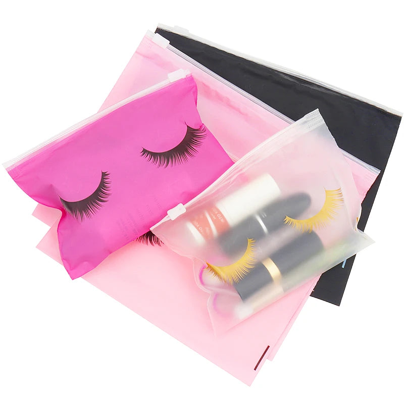 10pcs Eyelash Aftercare Bags With Zipper Toiletry Makeup Pouch Cosmetic Travel Beauty Tool Packaging Lash Extension Supplies