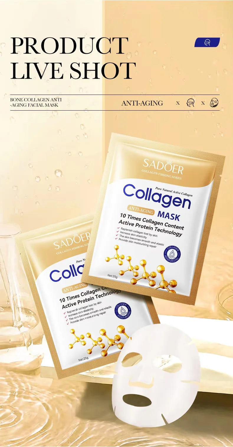 10pcs Collagen Face Mask Firming Moisturizing Repair Brightening Skincare Face Sheet Mask Beauty Facial Masks Korean Skin Care