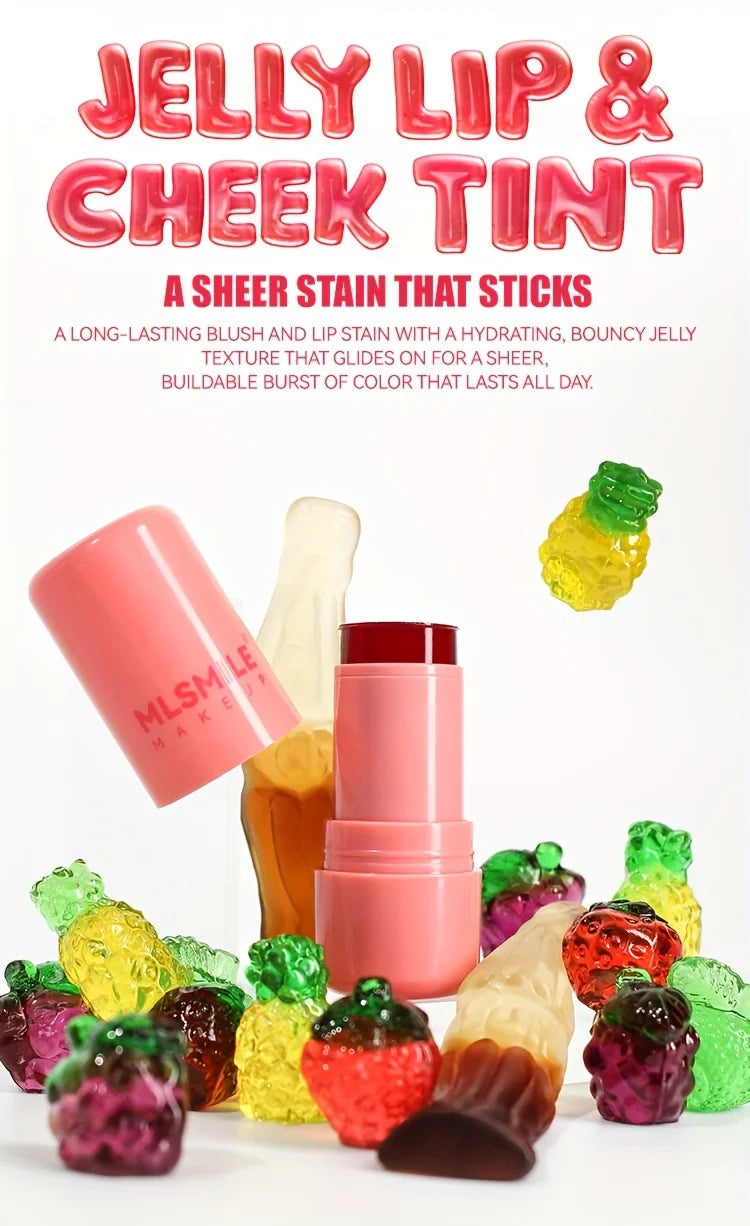 Jelly Blush Stick Lip and Cheek Stick, Multi-purpose Jelly Tint Jelly Blush, Blush Cooling Water Tint Sheer Lip & Cheek Stain