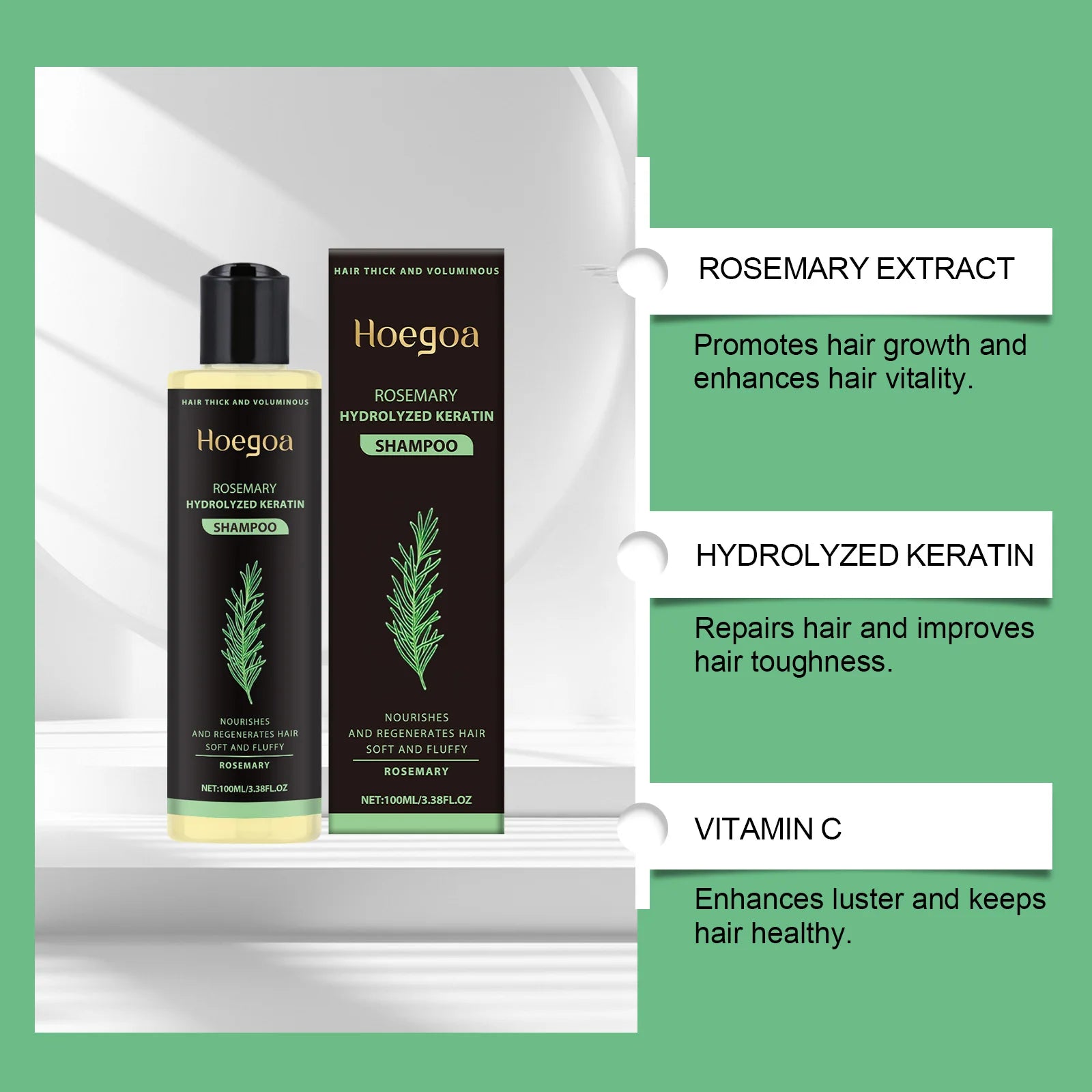 Rosemary Shampoo Hair Growth Deep Cleansing Scalp Anti Dandruff Oil Control Strengthening Root Nourish Hair Volumizing Shampoo