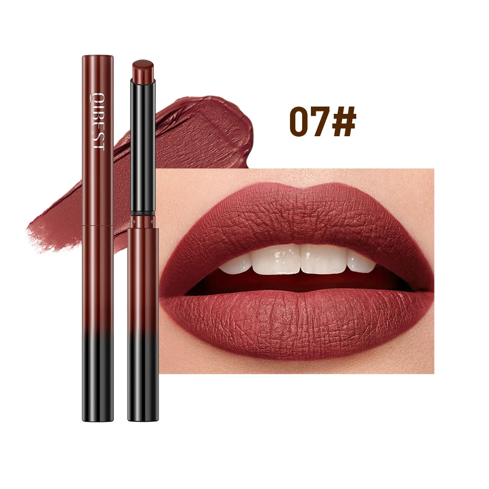 QIBEST 1PC Sexy Matte Lipstick Waterproof Long Lasting Color Rendering Non-stick Velvet Lips Liner Pencil Woman Makeup Cosmetics