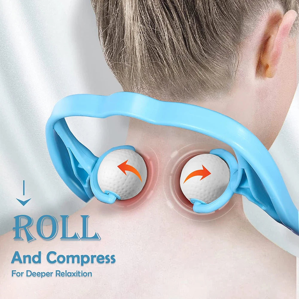 1PC Neck Massager Shiatsu Deep Tissue Dual Trigger Point Shoulder Massager for Pain Relief,Ergonomic Handle Design for Neck,Back