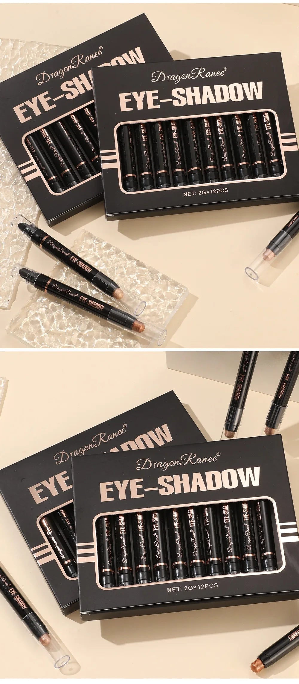 12-color Double Tip Eyeshadow Pen Set Metallic High Gloss Smudger Brighten Eye Makeup Pencil Shining Brown Eye Shadow Cosmetics