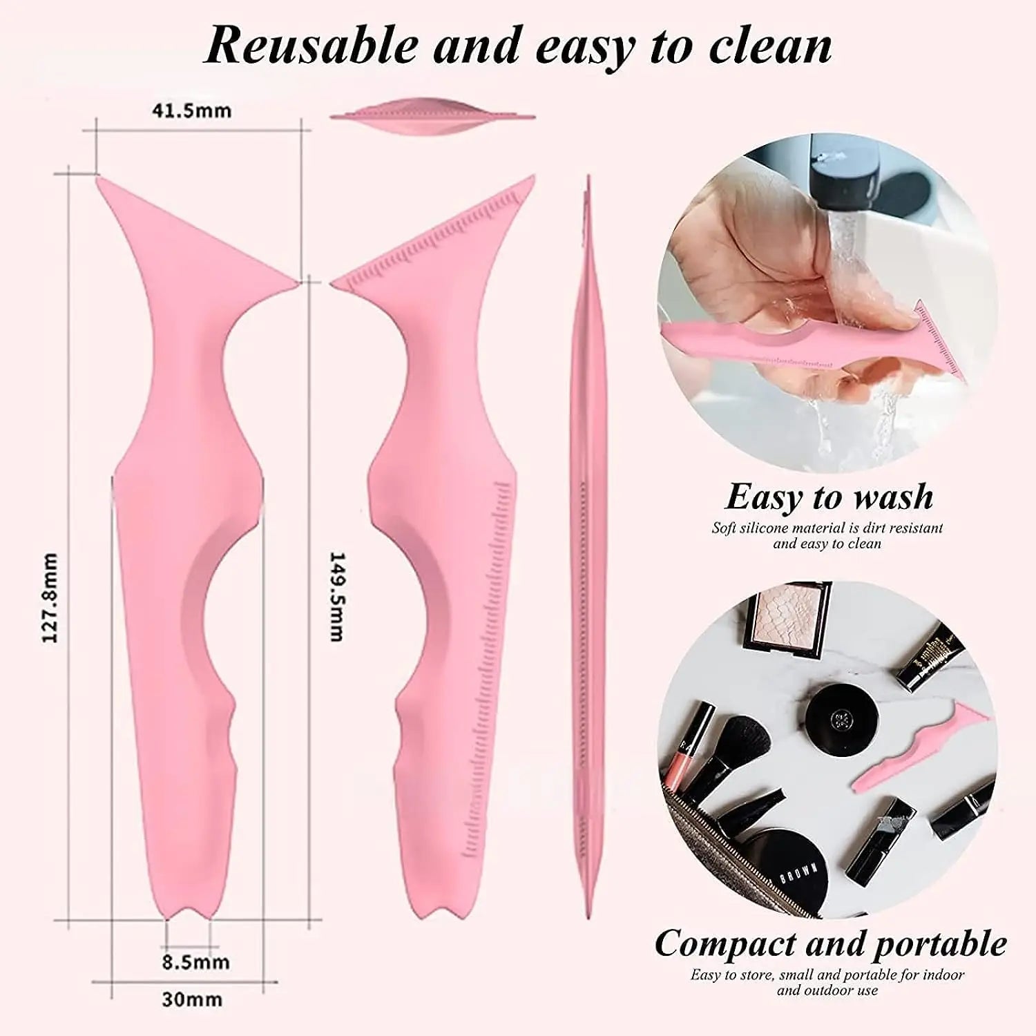 2Pcs Set Multifunctional Eye Makeup Tool Silicone Beauty Ruler Eyeshadow Highlight Lipstick Eyeliner Aid Tool Set