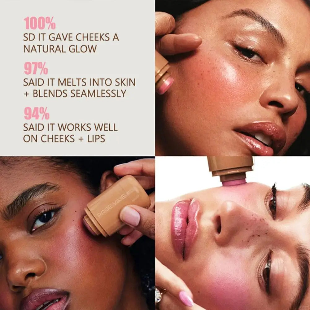 PAGE VINE Pocket Blush Stick Lip And Cheek Hydrating Stick Natural Rouge Powder Blush Cream Lipstick Cheek Easy To Apply Color
