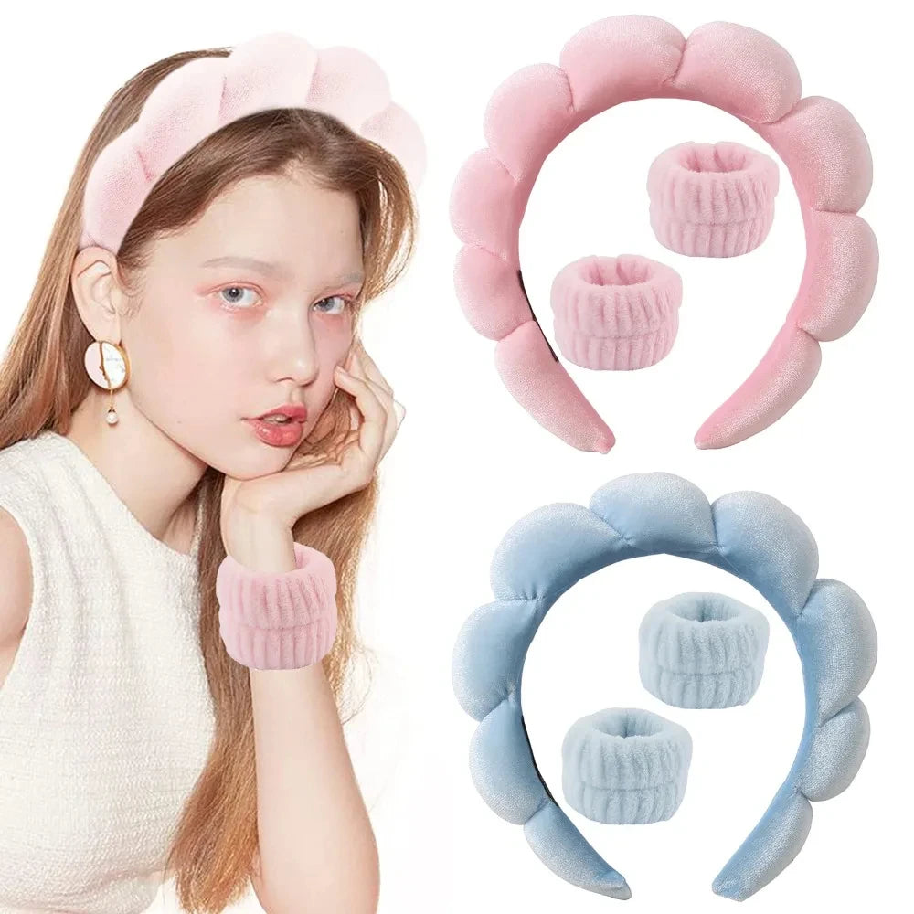 Spa Headband & Wristband for Face Wash 1 Set of skincare headband for face wash, facial mask and skincare