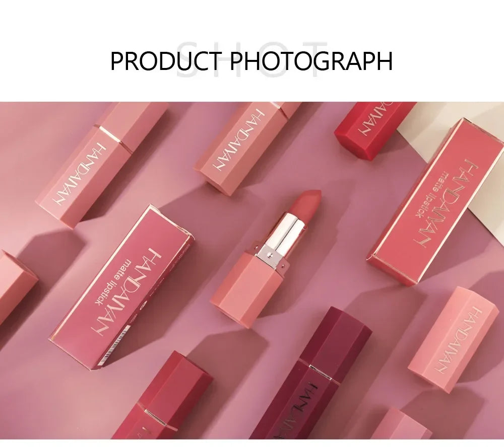 6 Colors Matte Lipstick Beauty Lip Gloss LippenstiftTinted Balm 24 Hours Waterproof Free Shipping Makeup