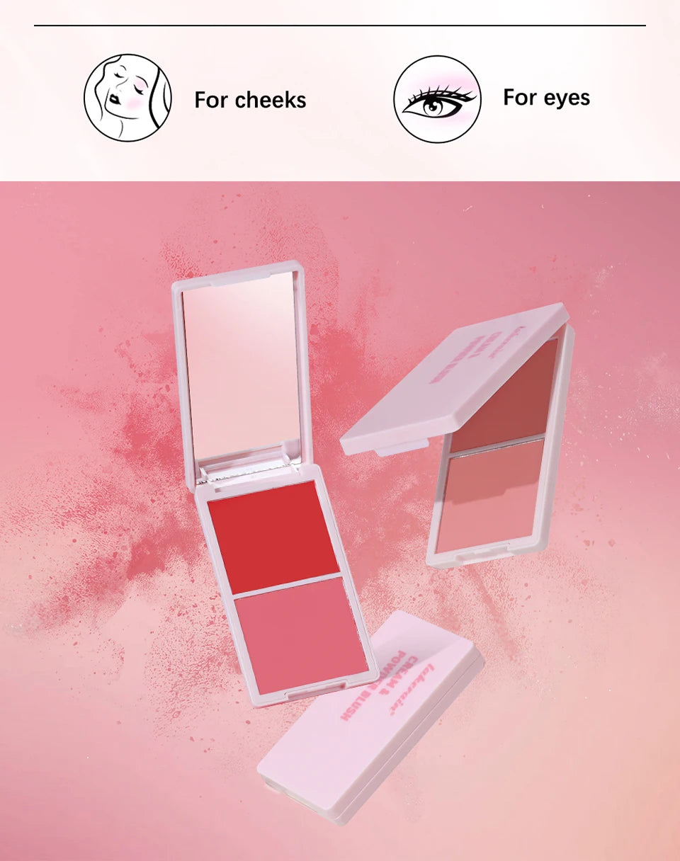 Cream&Powder Blush Palette Natural Long-lasting High Pigment  Blush Makeup Contour Powder Beauty Peach Pink Korean Makeup Blush
