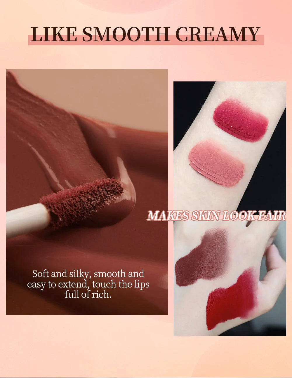 QIBEST Waterproof Matte Nude Lip Gloss 12 Colors Lasting Liquid Lipstick Moisturizing Non-stick Cup Black Red Purple Lip Glaze