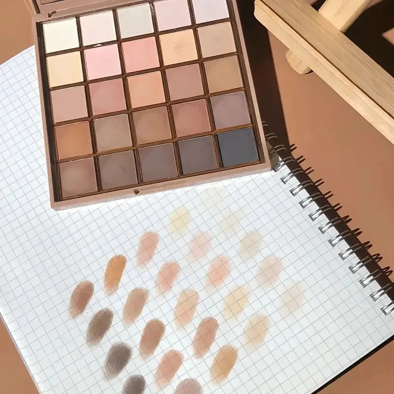 25 Shades Matte Finish Eyeshadow Palette, Neutral Grey Brown Earth Tones, Matte & Shimmer Finishes For Versatile Makeup Looks