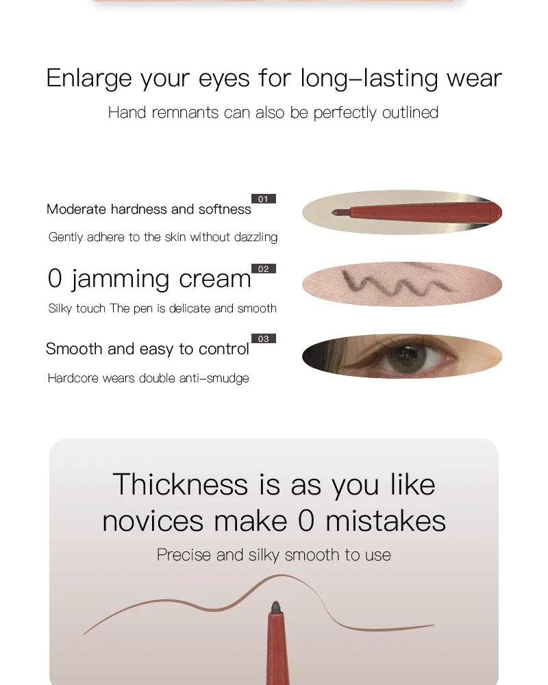 Matte Brighten Lying silkworm Eyeliner Gel Pen Waterproof Quick Drying Pink Brown Ultra fine Eye Shadow Pen Not-Smudge Makeup
