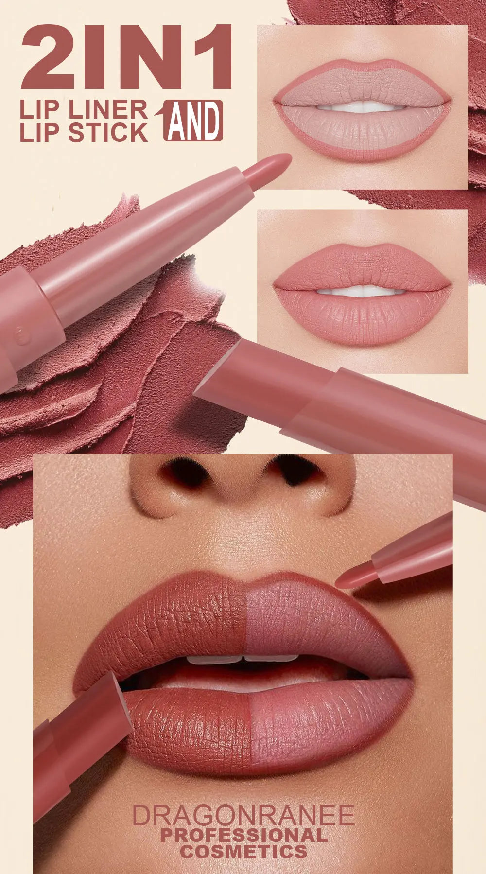 Six Double-Ended Lipstick Set, Velvet Matte Matte Lipstick, Lip Gloss, Easy to Color, Non-Fading, Non-Stick Lipstick Set