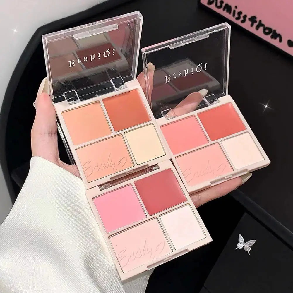 4 Colors Concealer Blush Cream Matte Highlight Contour Makeup All-in-one Palette Rose Hawthorn Cheek Tint Blusher Powder Makeup