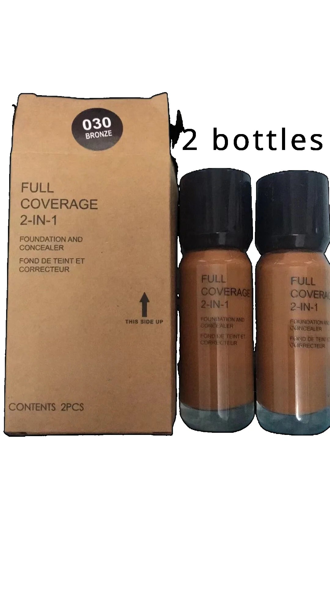 2-in-1 Foundation and Concealer Deep Flesh Color Liquid Foundation Makeup Moisturizing and Nourishing Wheat and Bronze Concealer