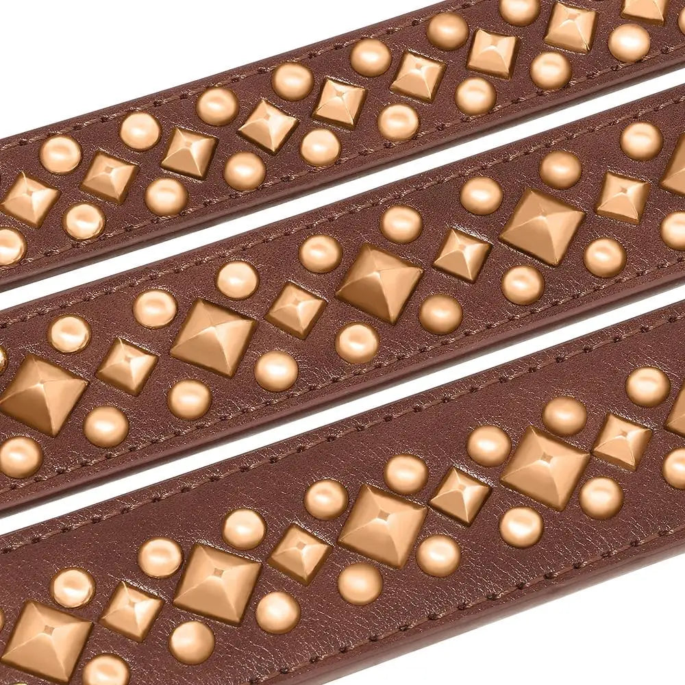 Studded Leather Dog Collar Soft PU Leather Dog Collars Cool Rivet Studded Pet Collar for Medium Large Dogs French Bulldog XL