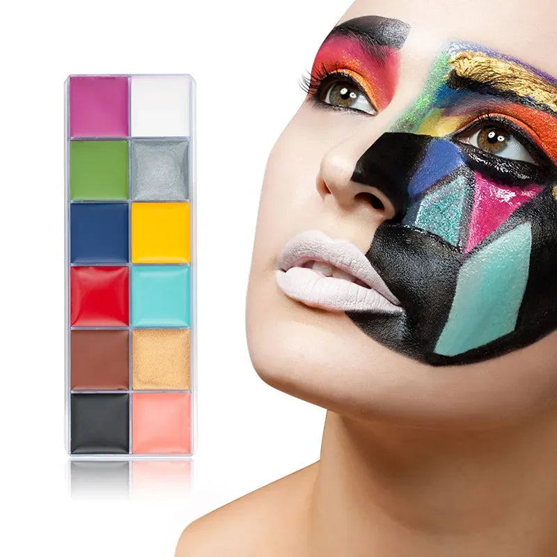 12/20 Colors Face Body Painting Fake Blood ,Halloween Professional Special Effects Makeup Kit with Wound Modeling Scar Wax
